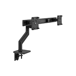 M8.1 MONITORARM MIT QUERSTREBE, 2-TEILIGER KLEMMHALTERUNG UND TISCHFUSS, SCHWARZ MIT SCHWARZER KUNSTSTOFFBLENDE