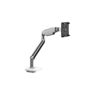 M2.1 Monitorarm mit 18-mm-Schreibtischklemmhalterung, poliertes Aluminium mit Zierleiste in White