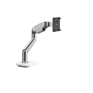 M8.1 Monitorarm, Klemmhalterung für Auszieh-Tische, 18 mm, Aluminium Poliert Mit Weisser Kunststoffblende
