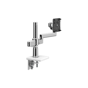 M/FLEX MIT MONITORARM M2.1, DOPPELHALTERUNG, 2-TEILIGE KLEMMHALTERUNG, ALUMINIUM POLIERT MIT WEISSER KUNSTSTOFFBLENDE