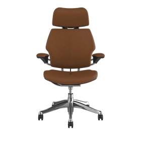 Freedom-Bürostuhl mit Kopfstütze, in Corvara Saddle/Tan, poliertes Aluminium-Gestell mit Zierleiste in Graphite Picture 2