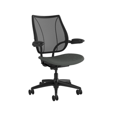 Liberty Ocean, Rückenlehne aus Monofilament Stripe Mesh – Black, Sitzfläche in Oxygen Revive, Gestell in Black