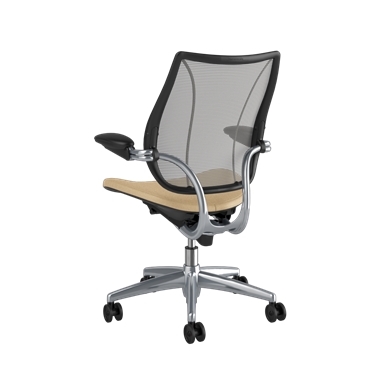 Liberty-Bürostuhl, Rückenlehne in Pinstripe Silver, Sitzfläche in Ticinio Sand, poliertes Gestell mit Zierleiste in Black Picture 3