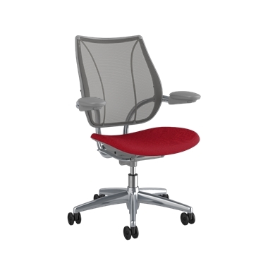Liberty-Bürostuhl, Rückenlehne in Pinstripe Graphite, Sitzfläche in Oxygen Liberty, poliertes Gestell mit Zierleiste in Silver