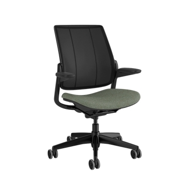 Diffrient Smart-Stuhl, Rückenlehne aus Catena Black, Sitzfläche in Arda 0931