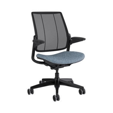 Diffrient Smart-Stuhl, Rückenlehne aus Monofilament Black, Sitzfläche in Remix 73