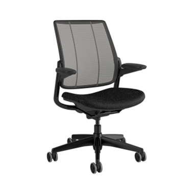 Diffrient Smart-Stuhl, Rückenlehne aus Monofilament Black, Sitzfläche in Remix 18