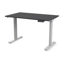 EFloat Go 2.0, 737 mm x 1473 mm Tischplatte aus schwarzem Laminat und silberfarbenes Gestell