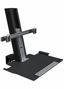 QuickStand für zwei Monitore, große Tastaturablage, Schwarz