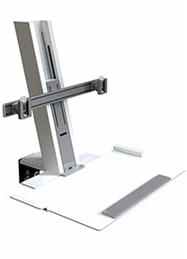 QuickStand für zwei Monitore, große Tastaturablage, Weiß